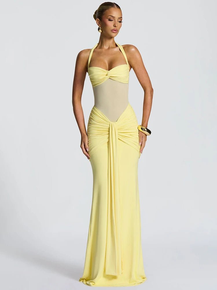 Maxi Dress + Patchwork Ruched Draped Silhouette + Club Style - SN Wigs & More