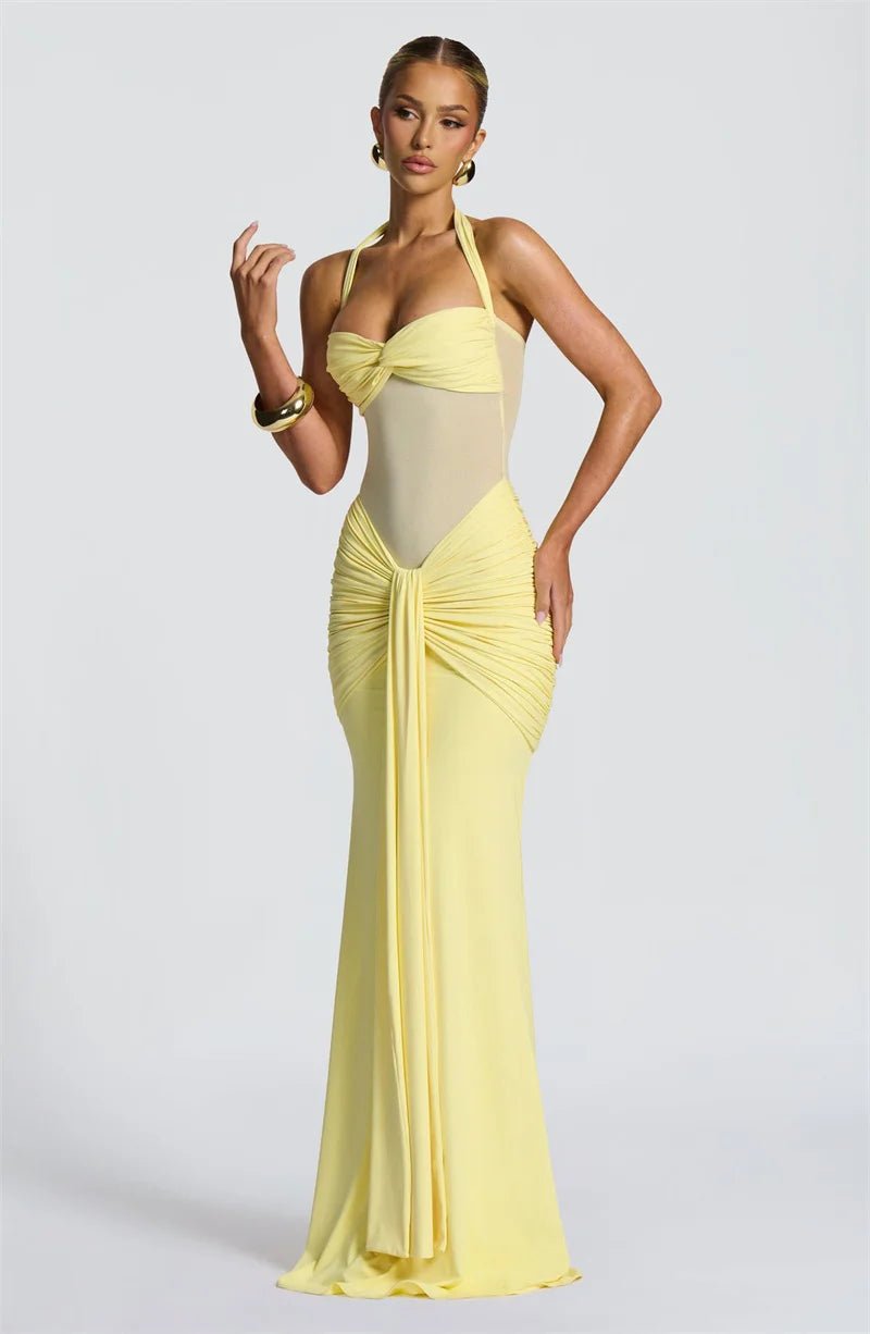 Maxi Dress + Patchwork Ruched Draped Silhouette + Club Style - SN Wigs & More