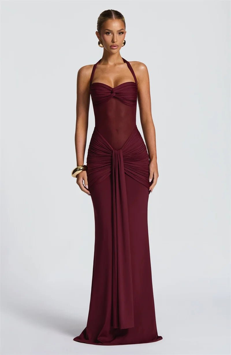 Maxi Dress + Patchwork Ruched Draped Silhouette + Club Style - SN Wigs & More