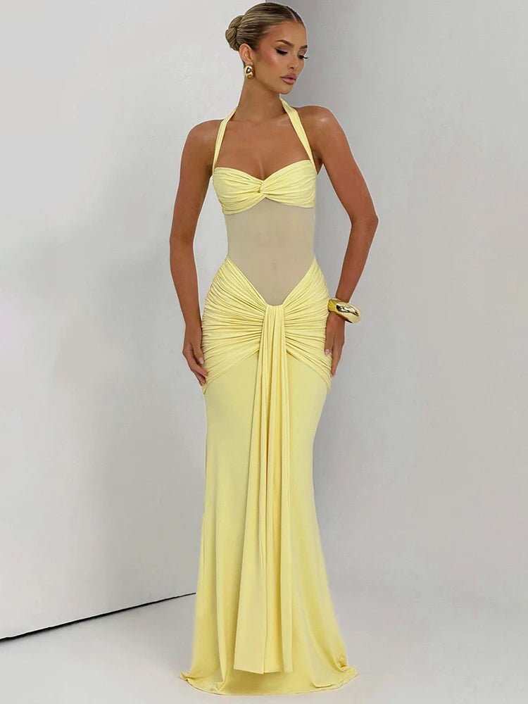 Maxi Dress + Patchwork Ruched Draped Silhouette + Club Style - SN Wigs & More