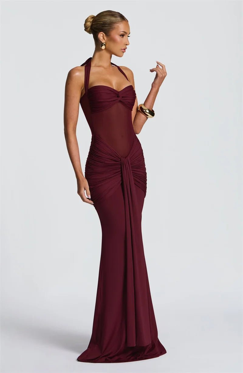 Maxi Dress + Patchwork Ruched Draped Silhouette + Club Style - SN Wigs & More