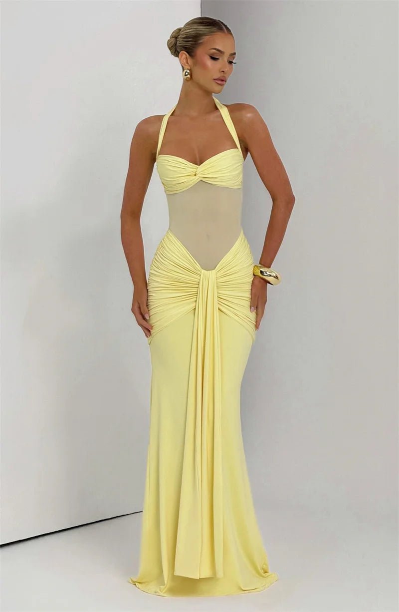 Maxi Dress + Patchwork Ruched Draped Silhouette + Club Style - SN Wigs & More