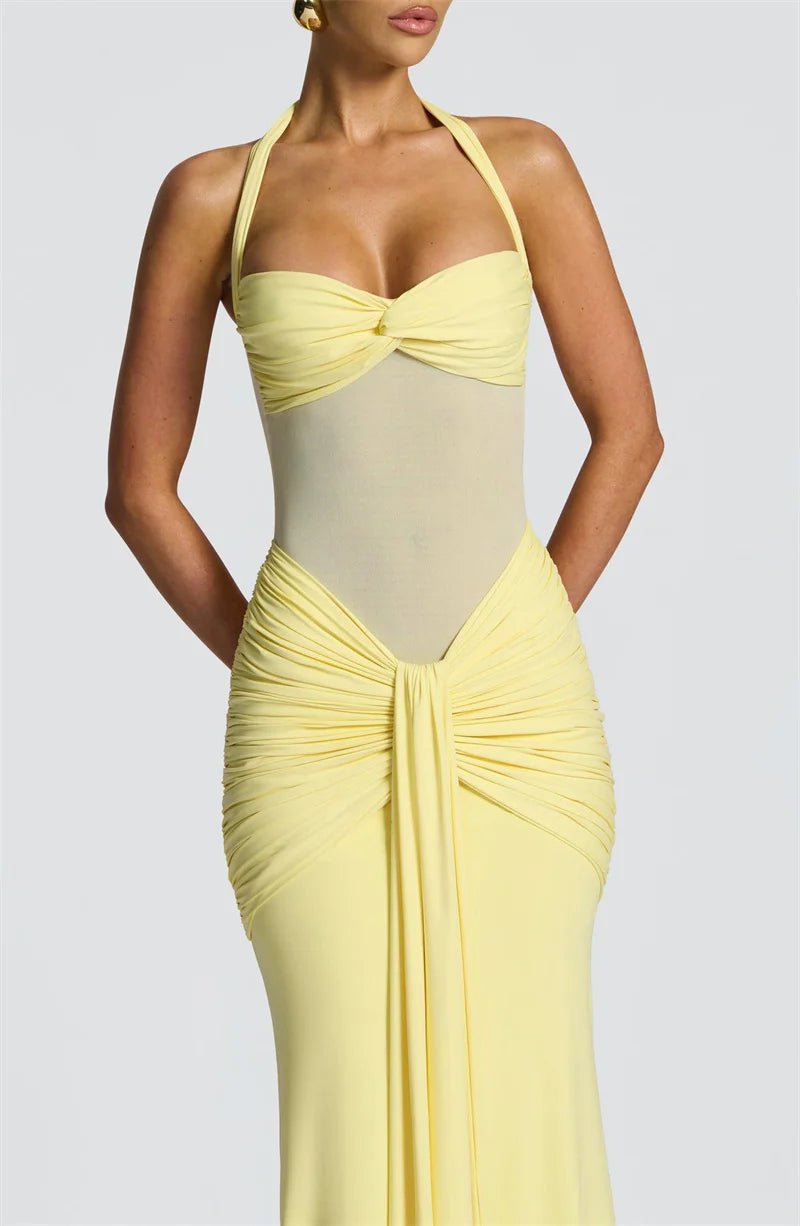Maxi Dress + Patchwork Ruched Draped Silhouette + Club Style - SN Wigs & More