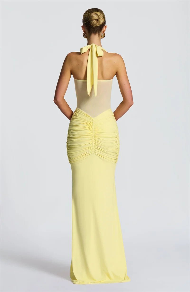 Maxi Dress + Patchwork Ruched Draped Silhouette + Club Style - SN Wigs & More