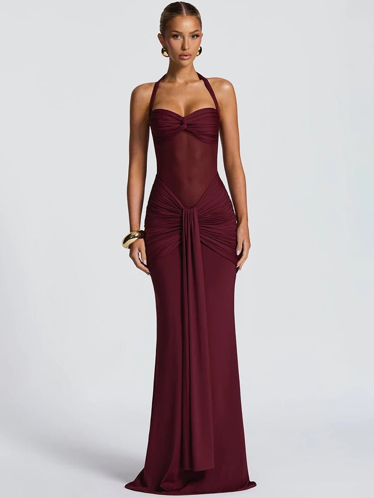 Maxi Dress + Patchwork Ruched Draped Silhouette + Club Style - SN Wigs & More