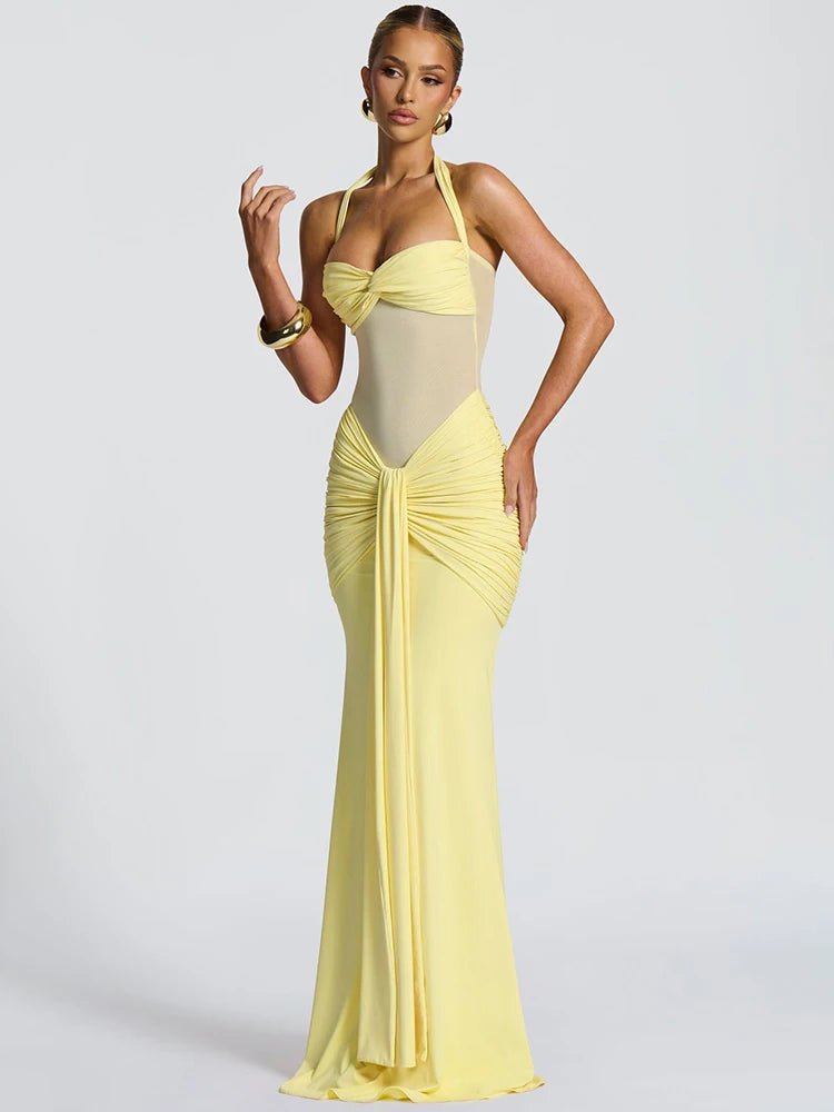 Maxi Dress + Patchwork Ruched Draped Silhouette + Club Style - SN Wigs & More
