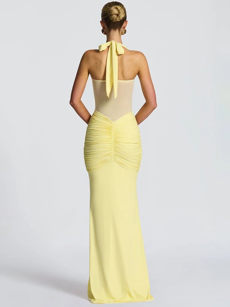 Maxi Dress + Patchwork Ruched Draped Silhouette + Club Style - SN Wigs & More