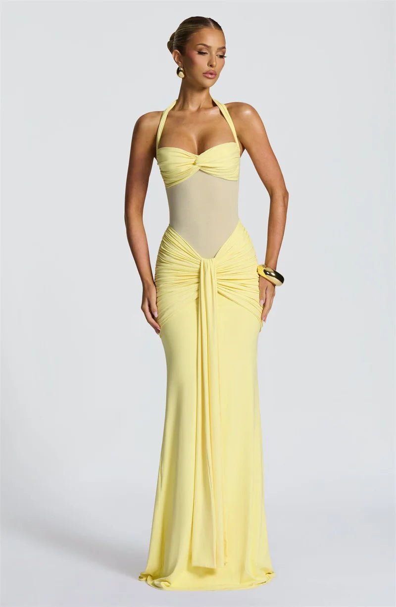 Maxi Dress + Patchwork Ruched Draped Silhouette + Club Style - SN Wigs & More