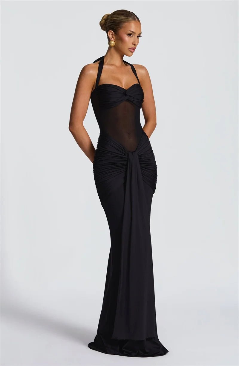 Maxi Dress + Patchwork Ruched Draped Silhouette + Club Style - SN Wigs & More