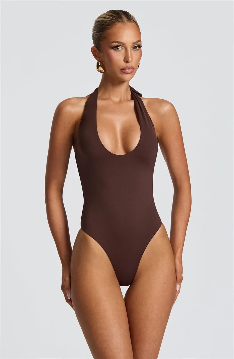 Maxi Dress Set Backless Halter Bodysuit Elegant Style - SN Wigs & More