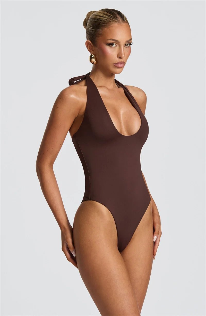 Maxi Dress Set Backless Halter Bodysuit Elegant Style - SN Wigs & More