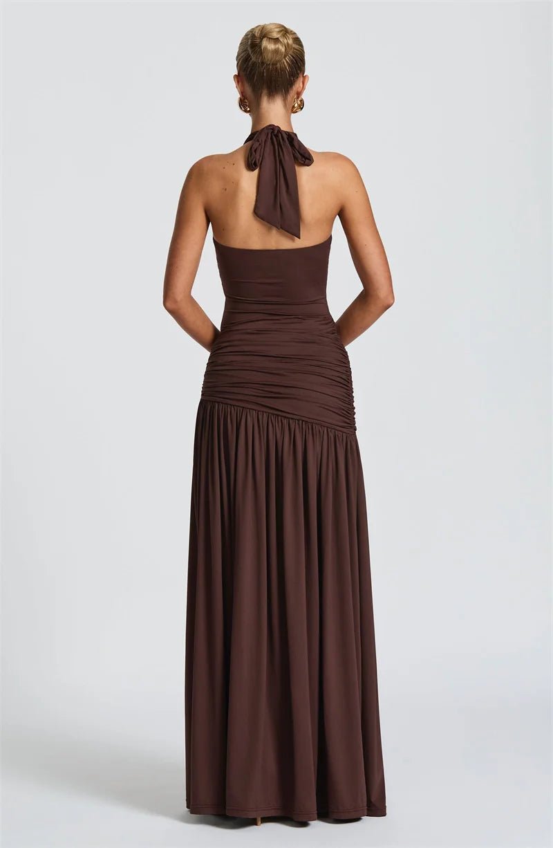 Maxi Dress Set Backless Halter Bodysuit Elegant Style - SN Wigs & More