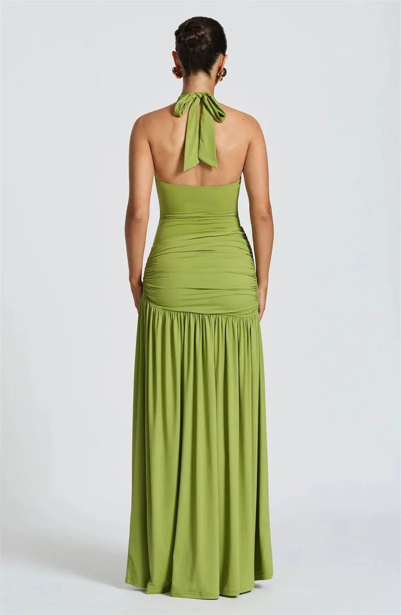 Maxi Dress Set Backless Halter Bodysuit Elegant Style - SN Wigs & More