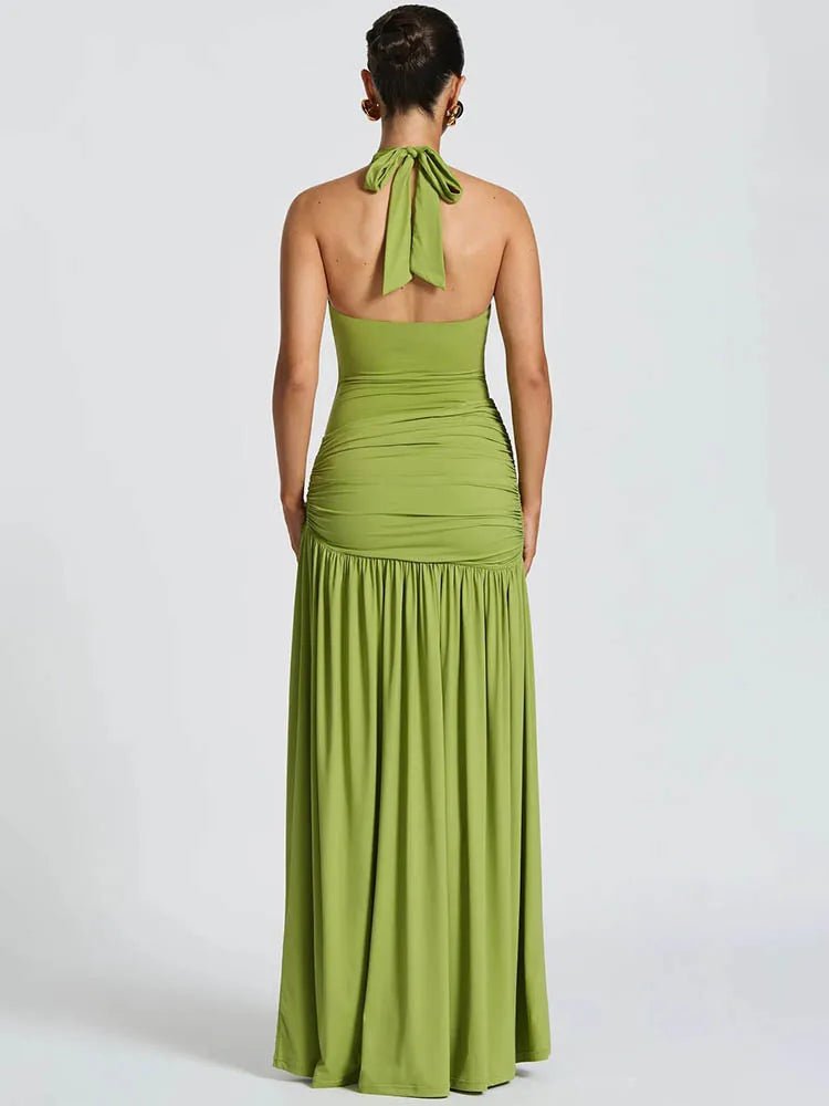 Maxi Dress Set Backless Halter Bodysuit Elegant Style - SN Wigs & More