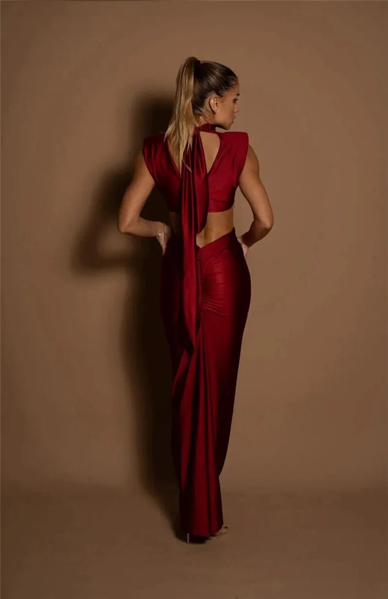 Maxi Dress With Hollow Out Detailing And Soft Stretch Sleeveless Bodycon Club Party Style - SN Wigs & More