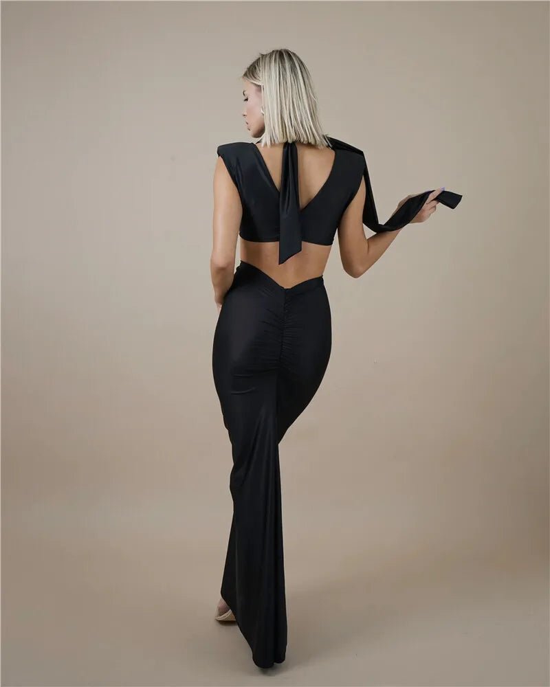 Maxi Dress With Hollow Out Detailing And Soft Stretch Sleeveless Bodycon Club Party Style - SN Wigs & More