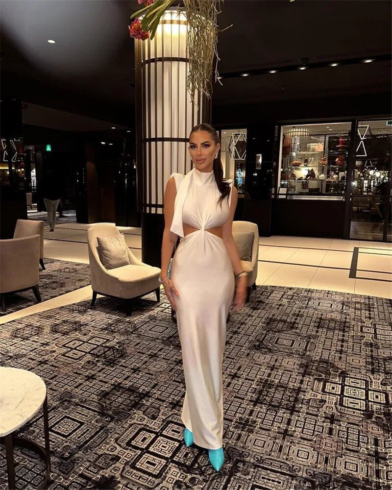 Maxi Dress With Hollow Out Detailing And Soft Stretch Sleeveless Bodycon Club Party Style - SN Wigs & More