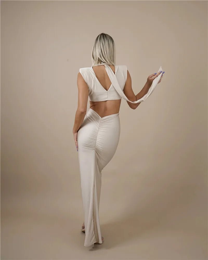 Maxi Dress With Hollow Out Detailing And Soft Stretch Sleeveless Bodycon Club Party Style - SN Wigs & More