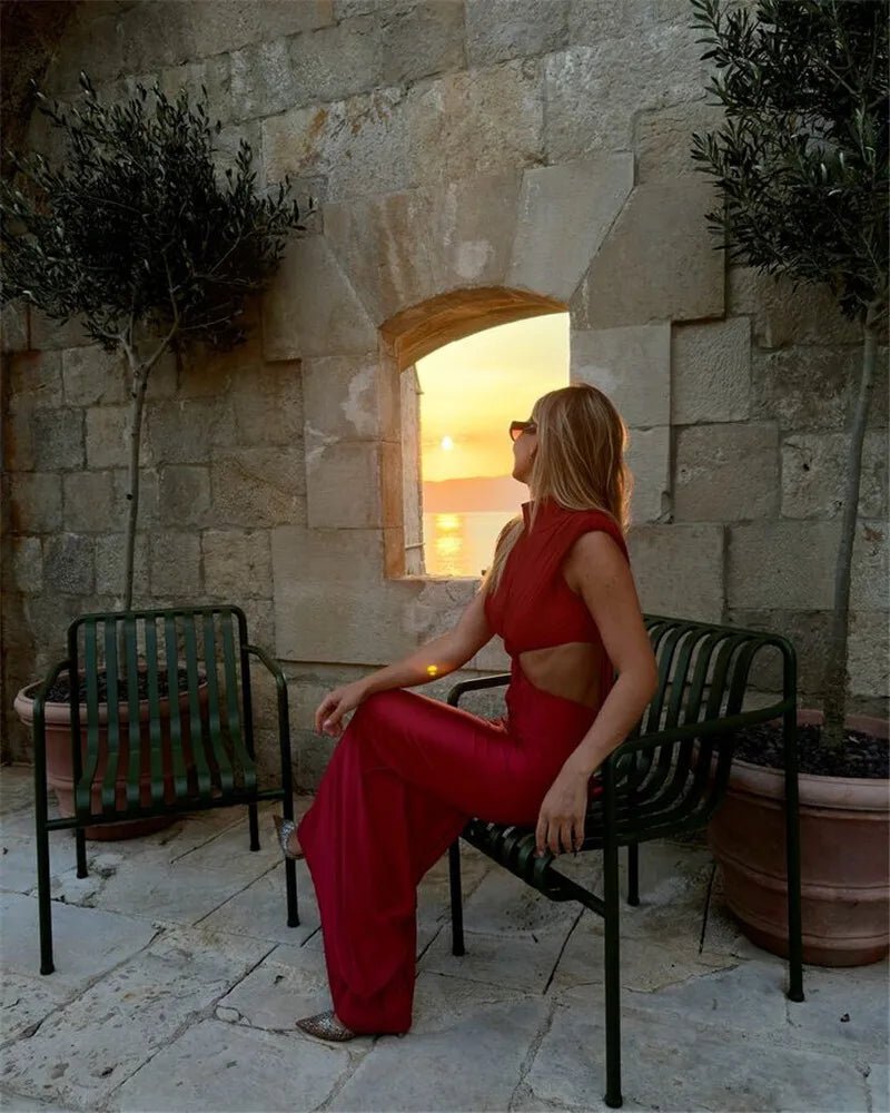 Maxi Dress With Hollow Out Detailing And Soft Stretch Sleeveless Bodycon Club Party Style - SN Wigs & More