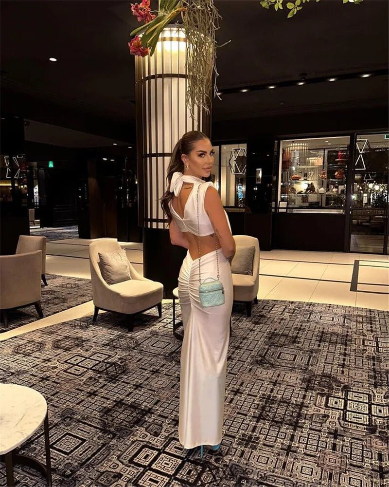 Maxi Dress With Hollow Out Detailing And Soft Stretch Sleeveless Bodycon Club Party Style - SN Wigs & More