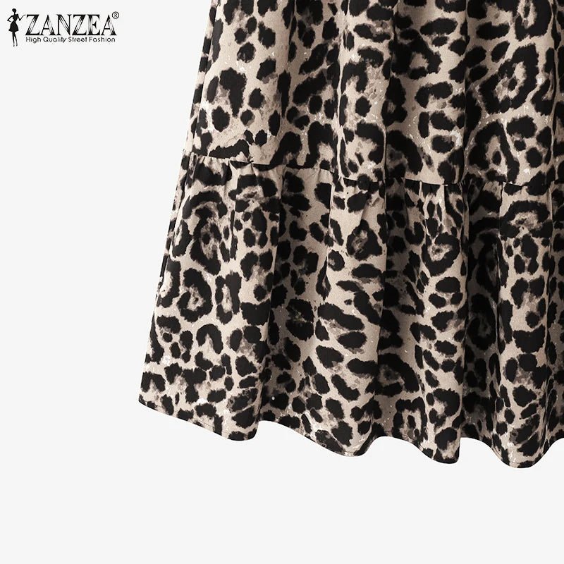 Maxi Skirt Leopard Print With Ruffle Detail In Loose A Line Style For Summer Party - SN Wigs & More