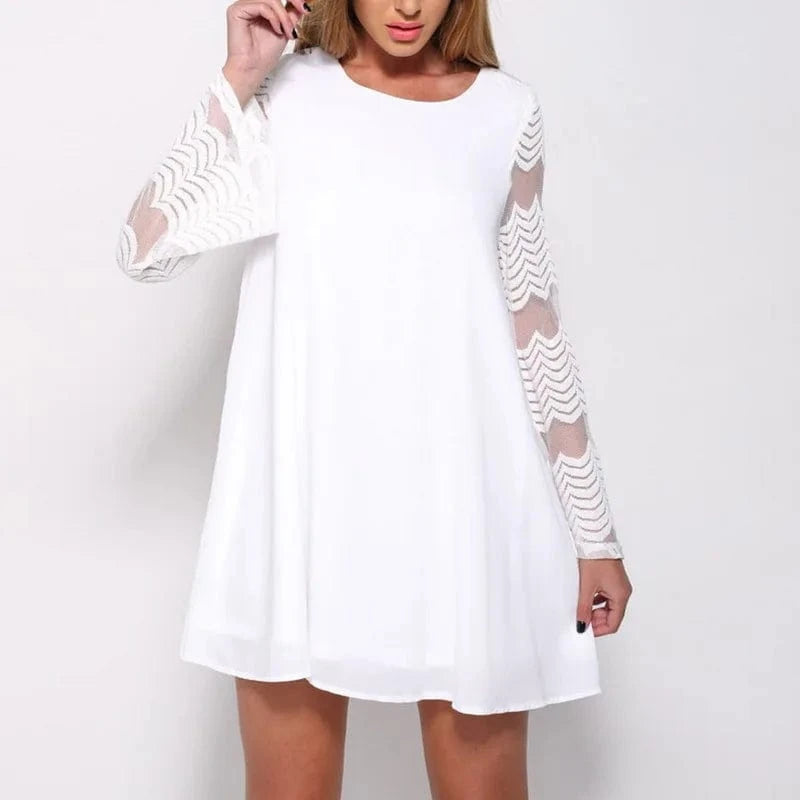 Mesh Chiffon Dress Women Solid Black Sexy Long Sleeve Summer 2024 Fashion Casual Sundress Streetwear Party Dresses Clothing