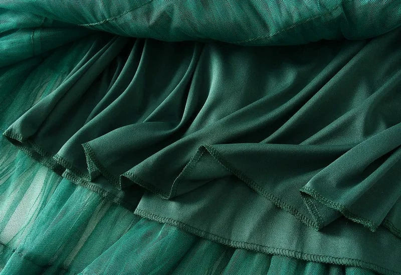 Mesh Ruffled Temperament  Women Skirt  Spring Summer Autumn New Fashion  Long  Thin Casual Daily Cake Skirt