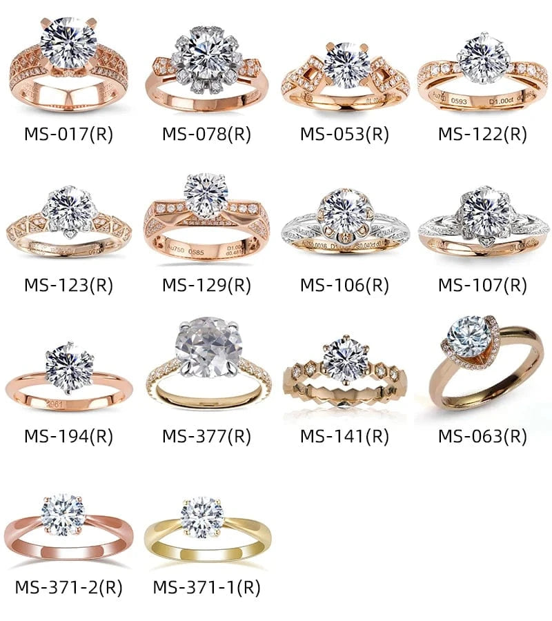 Messi 3days delivery woman gift engagement wedding jewelry stock 18k gold def moissanite ring on sale