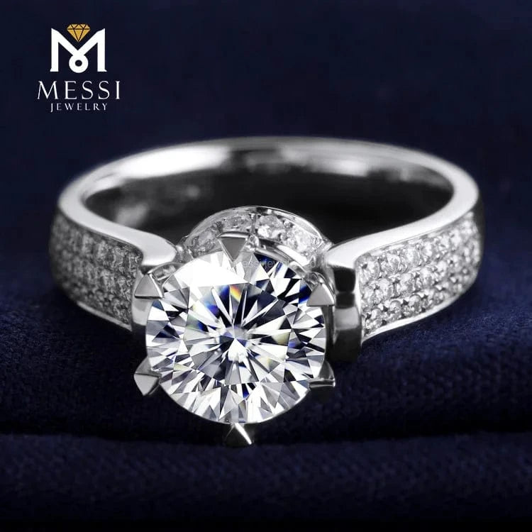 Messi 3days delivery woman gift engagement wedding jewelry stock 18k gold def moissanite ring on sale