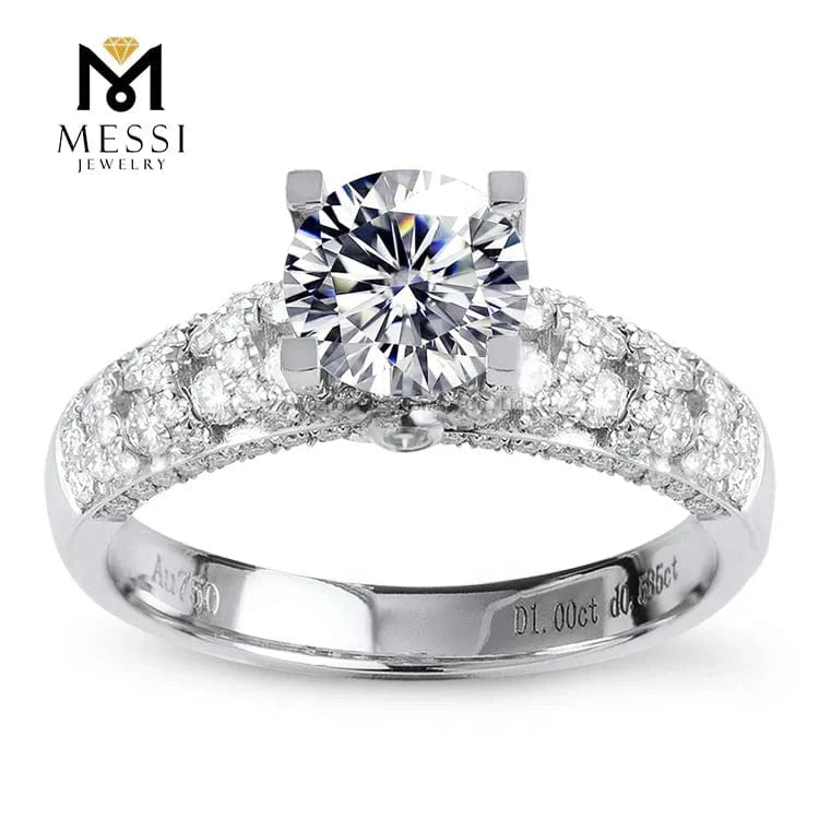 Messi 3days delivery woman gift engagement wedding jewelry stock 18k gold def moissanite ring on sale