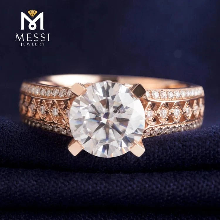 Messi 3days delivery woman gift engagement wedding jewelry stock 18k gold def moissanite ring on sale