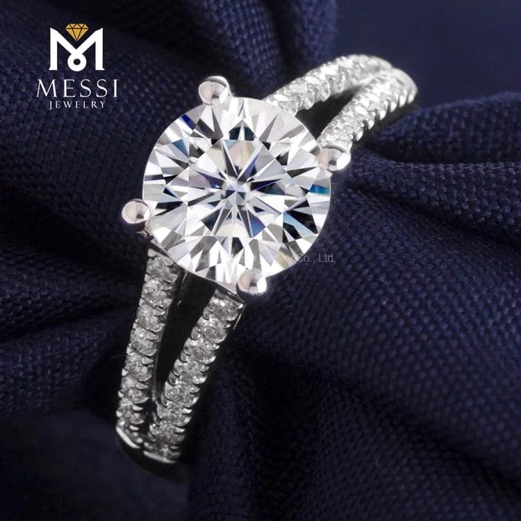 Messi 3days delivery woman gift engagement wedding jewelry stock 18k gold def moissanite ring on sale