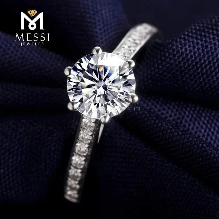 Messi 3days delivery woman gift engagement wedding jewelry stock 18k gold def moissanite ring on sale