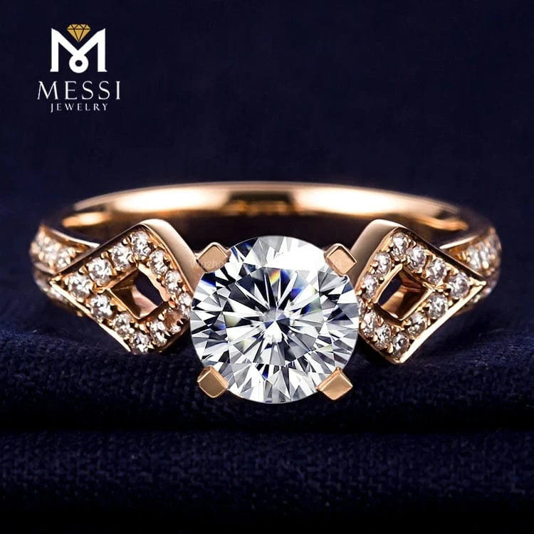 Messi 3days delivery woman gift engagement wedding jewelry stock 18k gold def moissanite ring on sale