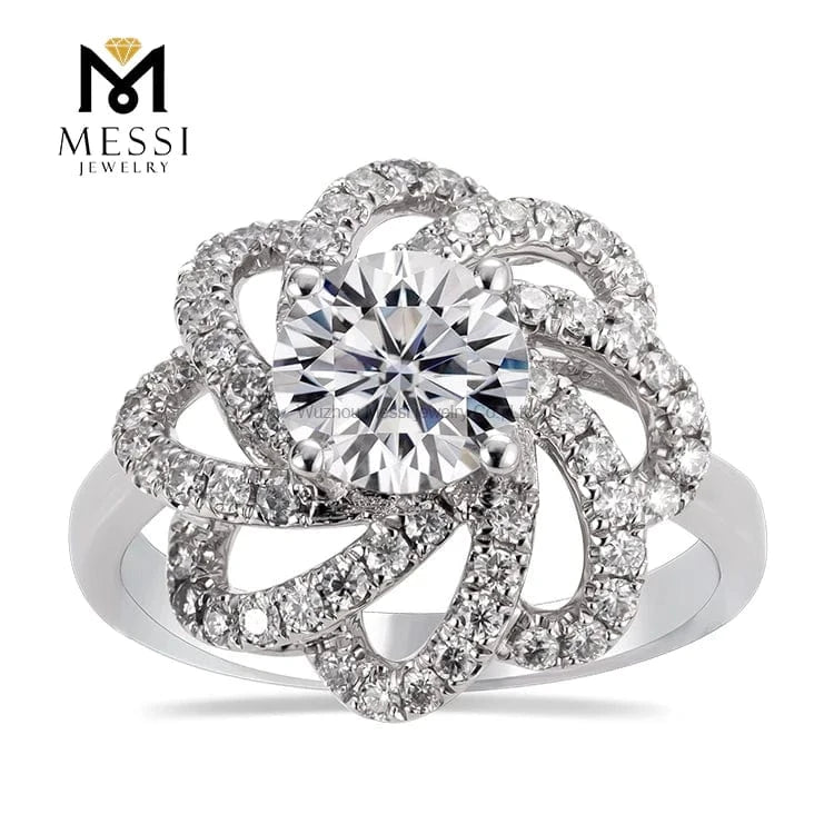 Messi 3days delivery woman gift engagement wedding jewelry stock 18k gold def moissanite ring on sale
