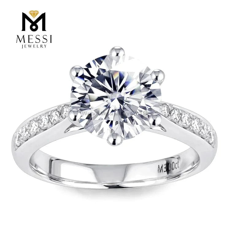 Messi 3days delivery woman gift engagement wedding jewelry stock 18k gold def moissanite ring on sale