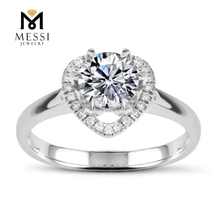 Messi 3days delivery woman gift engagement wedding jewelry stock 18k gold def moissanite ring on sale