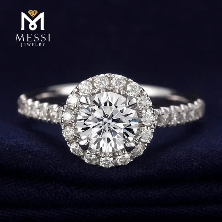 Messi 3days delivery woman gift engagement wedding jewelry stock 18k gold def moissanite ring on sale