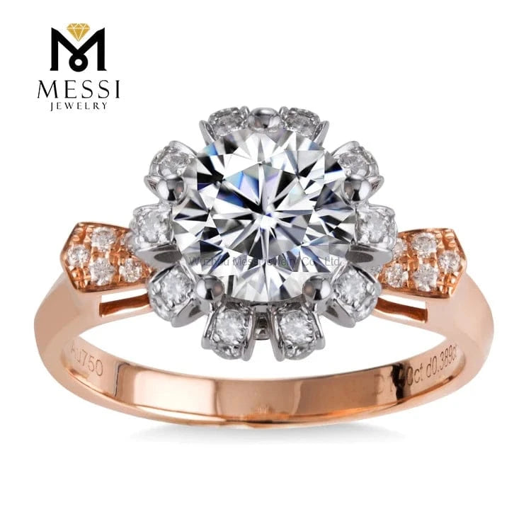 Messi 3days delivery woman gift engagement wedding jewelry stock 18k gold def moissanite ring on sale
