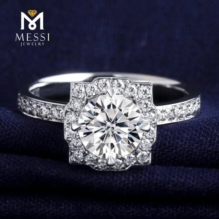 Messi 3days delivery woman gift engagement wedding jewelry stock 18k gold def moissanite ring on sale