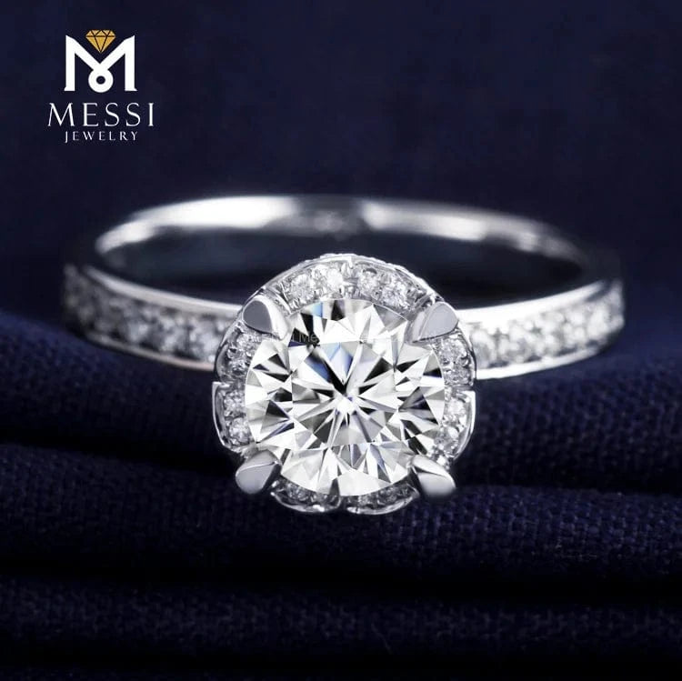 Messi 3days delivery woman gift engagement wedding jewelry stock 18k gold def moissanite ring on sale
