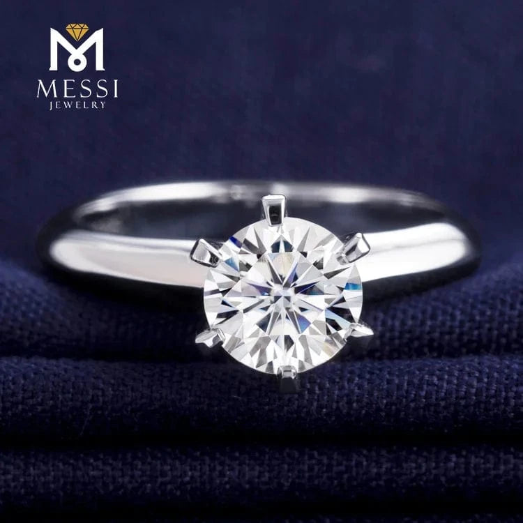 Messi 3days delivery woman gift engagement wedding jewelry stock 18k gold def moissanite ring on sale