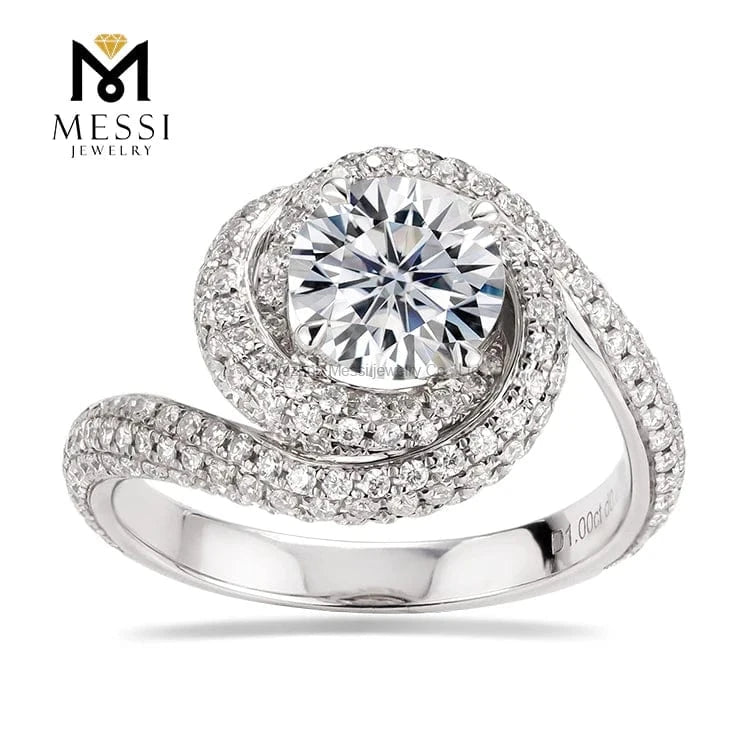 Messi 3days delivery woman gift engagement wedding jewelry stock 18k gold def moissanite ring on sale