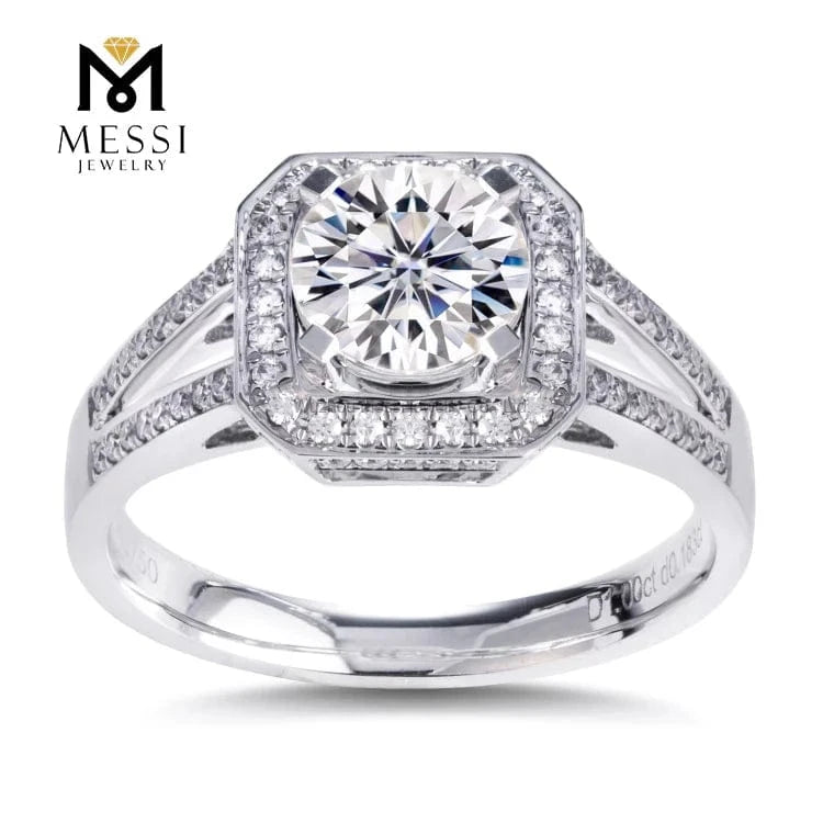 Messi 3days delivery woman gift engagement wedding jewelry stock 18k gold def moissanite ring on sale