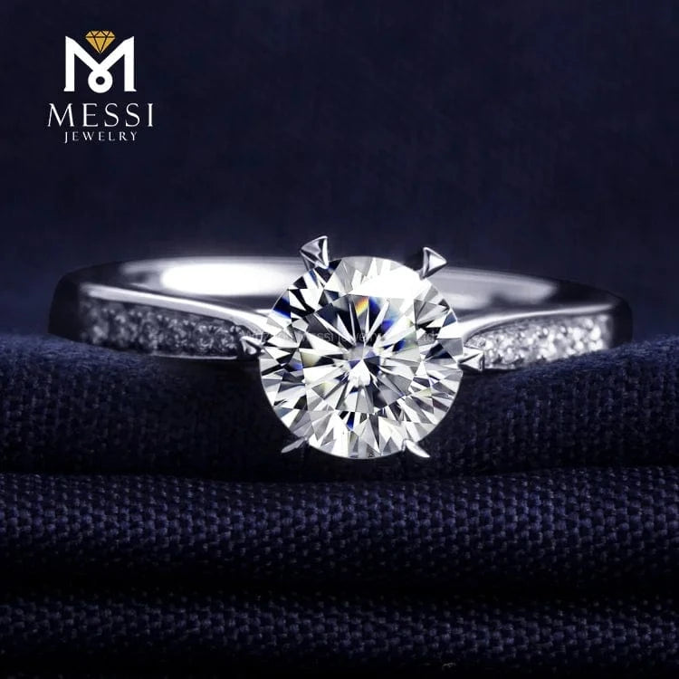 Messi 3days delivery woman gift engagement wedding jewelry stock 18k gold def moissanite ring on sale