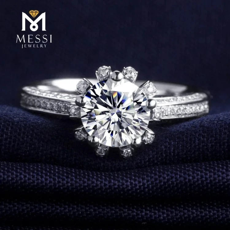 Messi 3days delivery woman gift engagement wedding jewelry stock 18k gold def moissanite ring on sale