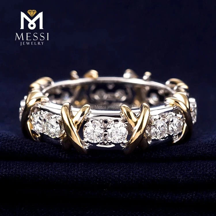 Messi 3days delivery woman gift engagement wedding jewelry stock 18k gold def moissanite ring on sale