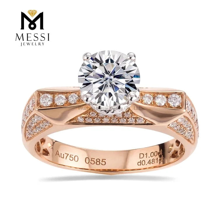 Messi 3days delivery woman gift engagement wedding jewelry stock 18k gold def moissanite ring on sale