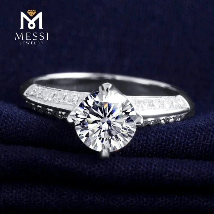 Messi 3days delivery woman gift engagement wedding jewelry stock 18k gold def moissanite ring on sale