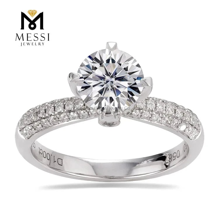Messi 3days delivery woman gift engagement wedding jewelry stock 18k gold def moissanite ring on sale